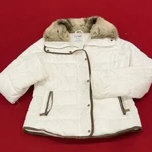 OshKosh B'gosh White Puffer Jacket with Faux Fur Collar